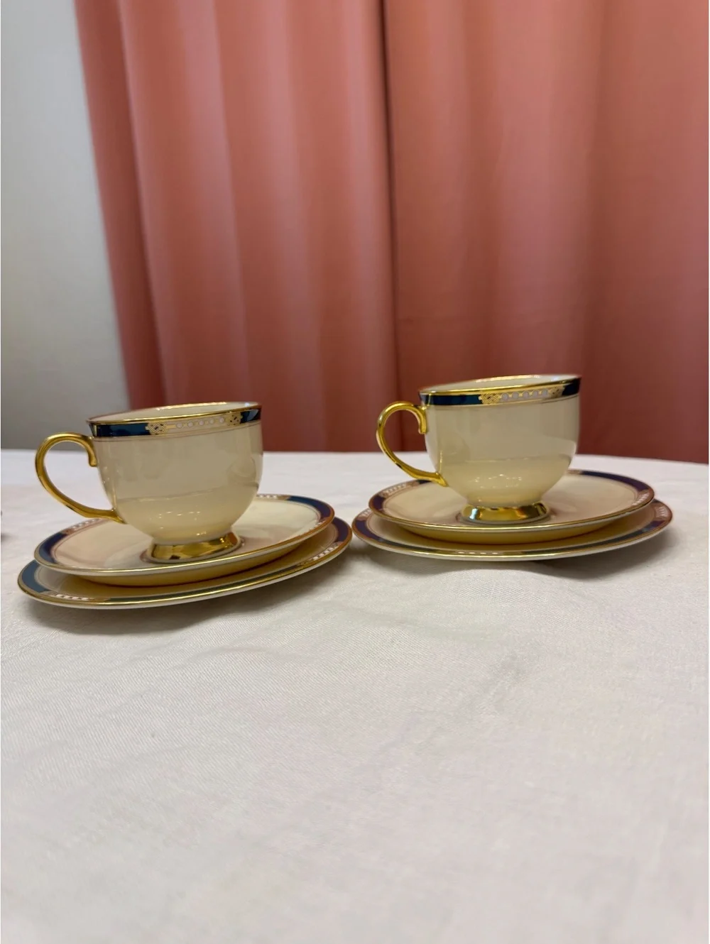 Vintage Lenox Presidential Collection Union 6-Piece Tea Cup & Plate Set